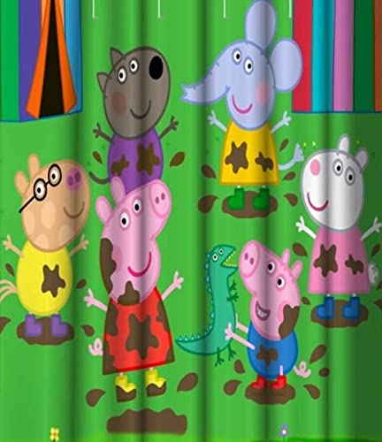 Image of Polyester 3D Digital Printed Beautiful Kids Cartoon Room Curtains | Kids Curtains for Kids Room | Nursery Curtains (Design-PPigMix, 4x5 Ft-Window-2 Pieces)