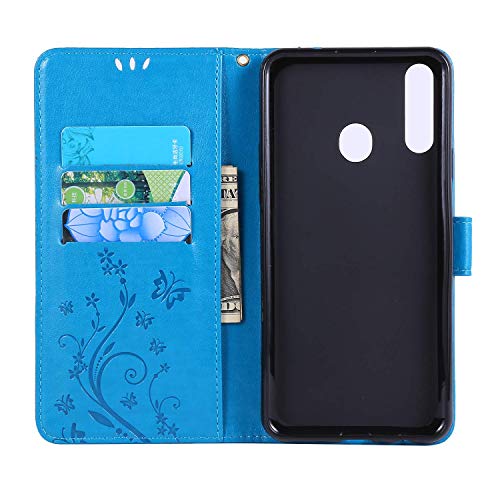 LEMAXELERS Galaxy S22 Hülle,Für Samsung Galaxy S22 Handyhülle Glitzer Diamant Schmetterling Blumen Prägung Flip Case PU Leder Cover Magnet Schutzhülle Handytasche für Samsung Galaxy S22,GH Blue