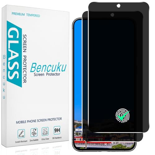 Bencuku 2 Pack Privacy Screen Protector for Samsung Galaxy S23 5G Anti Spy Tempered Glass Fingerprint ID Compatible Anti Scratch Bubble Free Case Friendly