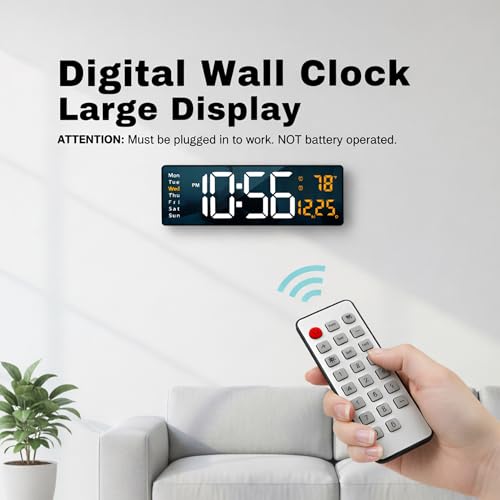 Image of Auromin Digital Alarm Clock with Auto Sensor, Time, Date, Temperature Display & Silent Operations | Loud Alarm for Heavy Sleepers | Desk Table Clock for Students, Bedroom, Office