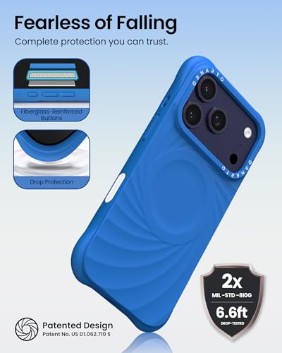 Coque haut de gamme silicone liquide iPhone 17 Pro ORNARTO bleu Vortex