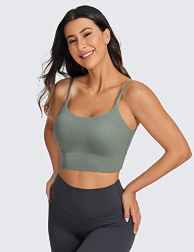 Image of CRZ YOGA V Back Longline Sports Bras | Medium Support, Removable Pads, Yoga, Brushed, Scoop Neck, Spaghetti Straps, for Women