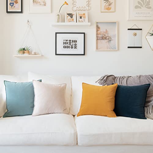 Monday Moose Decorative Throw Pillow Covers Cushion Cases, Set Of 4 Soft Stonewashed Velvet Modern Designs, Mix And Match For Home Decor, Pillow Inserts Not Included (18X18 Inch, Green/Orange) #TOP5