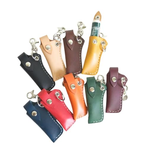 黒革 KUROKAWA リップケース リップクリーム ケース キーホルダー 本革 レザー リップケース 旅行 ミニ ポータブル 化粧 ファッション リップクリーム ホルダー ポーチ キーホルダー ギフト メンズ レディース 全9カラー (オレンジ)