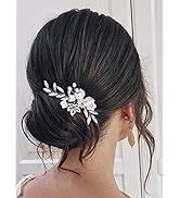 Easedaily Flower Bride Wedding Hair Pin Silver Leaf Crystal Bridal Hair Piece Rhinestone Hair Acc...