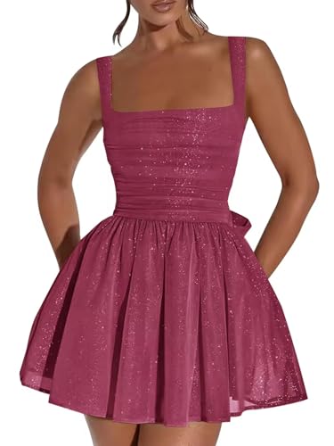 Short Homecoming Dresses for Teens Sparkly A-Line Mini Y2K Cocktail HOCO Party Gown with Bow