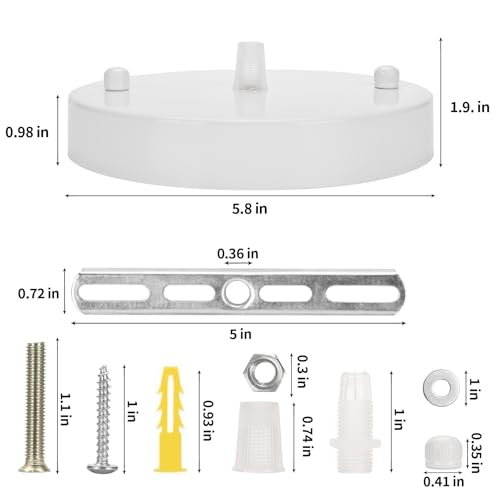 Image of Sangle Sopffy Pendant Light Canopy Kit, 5 1 /8 Inches Ceiling Lighting Canopy Kit with All Mounting Hardware Modern Chandelier Ceiling Plate Cover for Pendant Lighting Fixtures (white-2PC, 5.8inch)