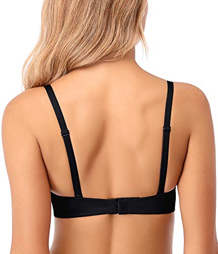 Joateay Women's Deep U Plunge Bra Sexy Convertible Low Cut Wireless Light Padded Bra Cleavage Enhancer(Black 36C) #TOP2