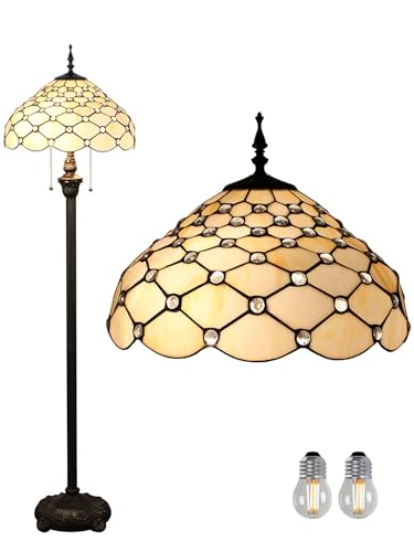 Kinbolas Lámpara de pie vintage con vitrales tulipa estilo Tiffany candeeiro de pé libro lampara...
