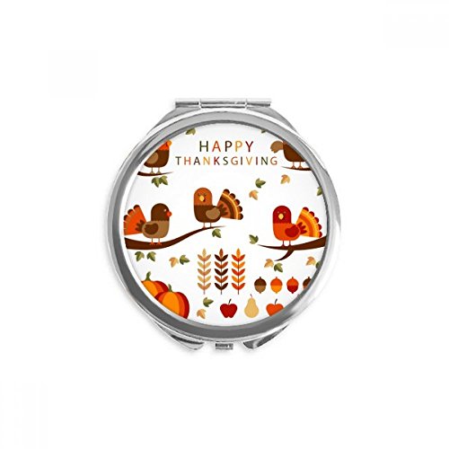 Miroir rond maquillage de poche compact multicolore motif dessin animé Thanksgiving