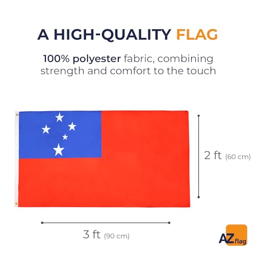 AZ FLAG, Samoa Flag, 2x3 Ft, 100D Polyester Samoan Banner with Two Metal Grommets, Fade Resistant, Vivid Colors, 2' x 3' Feet - Image 2