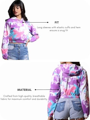 Image of OM SAI LATEST CREATION Women's Western Crop Top with Hoodie Neck & Long Sleeve || Drawstring Pullover Tops || Loose Casual Hoodies for Women Top.