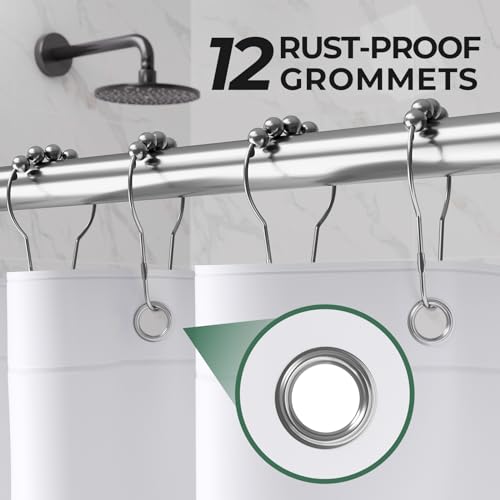 Image of AmazerBath Shower Curtain Liner 2 Pack, 72 x 78 Inches PEVA Plastic Shower Liner with 3 Weighted Stones and 12 Rustproof Metal Grommet, Lightweight Waterproof Shower Curtain - White