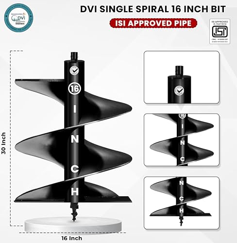 Image of DVI Universal 16 Inch Earth Auger Drill Bit /Planter | Fit In 4 Stroke 196CC Earth Auger | Made With High Metal & ISI Approved Pipe For Durablity | For Digging Holes, Plantation. (16 inch INCH BIT)