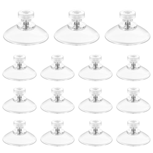 15 Piezas Ventosas Transparentes, 40 mm Ventosas para Cristal con Rosca, Ventosas de Plástico, Ventosas con Tuercas Moleteadas, Ventosas Roscadas para Ventanas, Coche, Decoración, Mesa