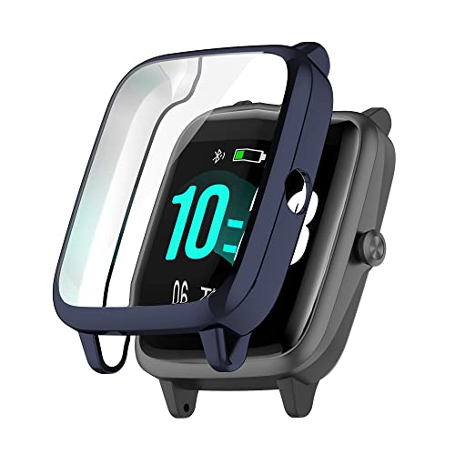 Tencloud 3-Pack Screen Protector Case For Id205L Veryfitpro Smart Watch Compatible With Letsfit Ew1/Overfly/Livikey 1.3Inch/Eurans A3_112 Smartwatch Accessories Protective Cover (Black+Blue+Silver) #TOP1