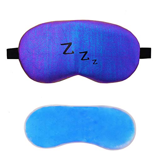 Image of Jenna Sleep Eye Mask with Super Smooth And Adjustable Strap- Super Soft & Cozy, Blindfold and Travelling (Silk ZZZ Blue Gel)