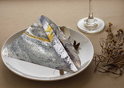 Yibeas Abstract Background Cloth Table Napkins Set Of 4 Acrylic Paints Marble Yellow And Grey Table Decoration Dinner Napkins For Kitchen 18 X 18 Inch #TOP2