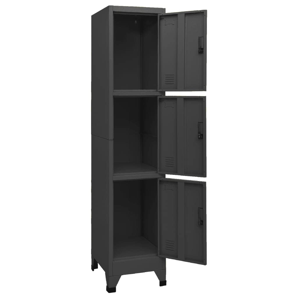 Schließfachschrank Anthrazit 38x45x180 cm Stahl Aktenschrank Werkzeugschrank Vorratsschrank Metallschrank BüRoschrank Werkstattschrank Aktenschrank AbschließBar Schrank Schmal mit 3 Fächern