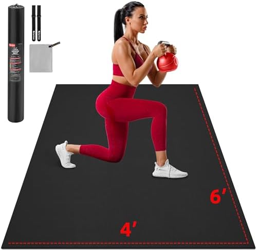 Large Exercise Mat, 10'x6'/9'x6'/8'x6'/7'x5'/6'x4'(8mm,1/3 inch) ...