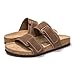 FUNKYMONKEY Unisex Slide Sandals Adjustable Double Buckle with Soft Footbed Comfort Slides for Women and Men (6 W/4.5 M, Brown-BS)