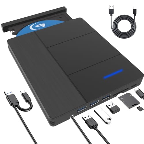 Lefunpets Lecteur Blu-Ray Externe, Portable Lecteur DVD BD Lecteur Blu Ray avec USB 3.0 Type-C Lecteur Blu Ray Externe 3D CD DVD Optical Bluray Drive pour PC...