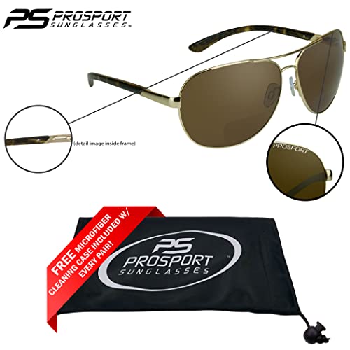 Image of proSPORT Polarized Bifocal Aviator Reading Sunglasses Men, Fishing Sunglass Readers, UV400 Polarized Lens, Driving Golf Beach