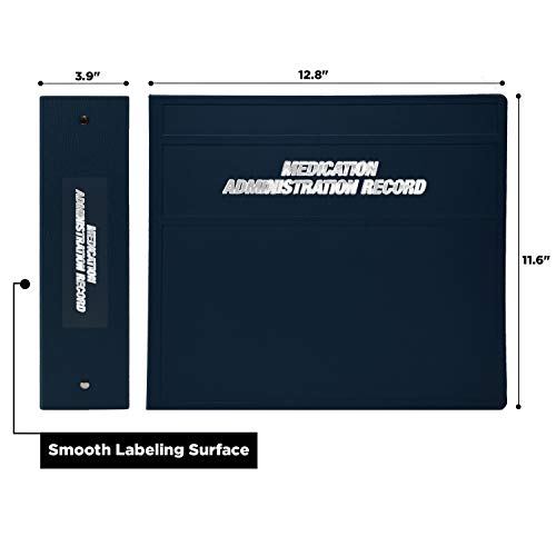 Carstens 4-Inch Heavy Duty 3-Ring Binder For Medication Administration Records (Mar) – Side Opening, Navy Blue #TOP2