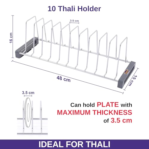 Image of Urban Kraft Stainless Steel Modular Kitchen Basket Plate Fixer /Tandem Box Drawer - Plate Organizer for Cabinet, Holder, Thali Stand, Rack, Utensils Stand - Chrome