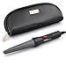 FARI Travel Mini Hair Curling Iron Wand with Ceramic Tourmaline Coating, Dual Voltage Fast Heating Barrel Creates Salon Grade Wavy In Minutes, Heat Resistant Glove and Travel Pouch Included, Black