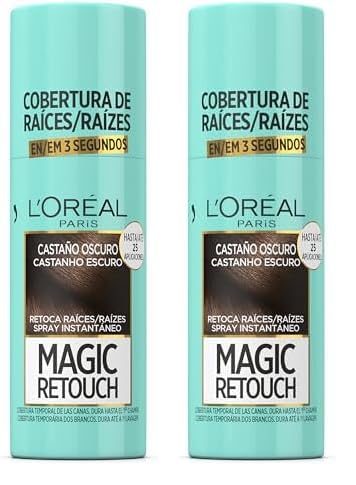 L'OREAL PARIS Magic Retouch Spray Retoca raízes e cães, castanho-escuro 75 ml (embalagem de 2)