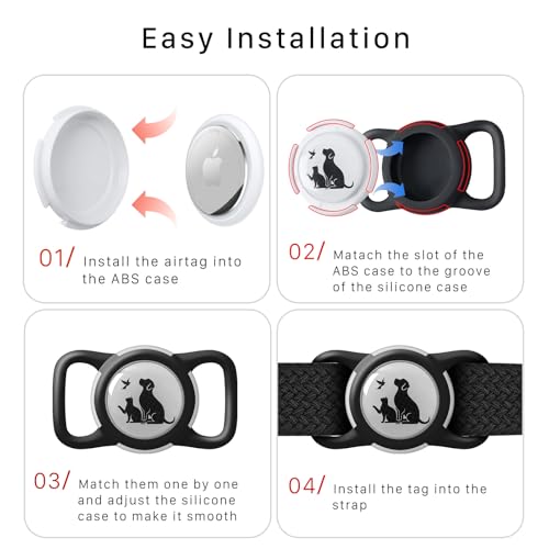 taoqiyusen Airtag Holder for Dog Collar with Apple Case Waterproof