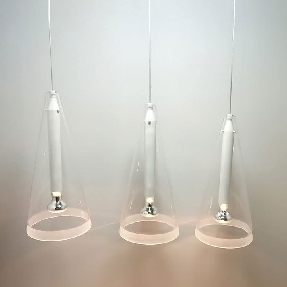Siet Lampada A Sospensione Moderna in Vetro Bianco per Isola Cucina, Lampada A Sospensione A Cono Nordico per Sala da Pranzo, Camera da Letto, Corridoio, Corridoio, E14, Lampade da Soffitto