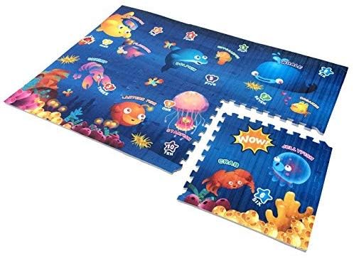 The Tickle Toe Double-Sided EVA Foam Puzzle Mat for Babies and Toddlers | Soft Tummy Time Play Mat | Kids Room Mat 5.6 x 3.8 ft. | Non-Toxic, Blue 3