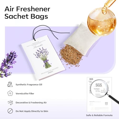 Image of MYARO 12 Pack Assorted Floral Scented Sachets - Lavender, Rose, Jasmine, Ocean, Gardenia & Lily | Drawer, Closet & Car Air Freshener Bags | Multi-Scent Home Fragrance Gift Set
