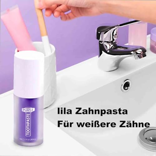 Lila Zahnpasta Weisse Zähne,Purple Teeth for Whitening Teeth,Lila Zahnpasta weiße zähne Heidelbeergeschmack 30ml