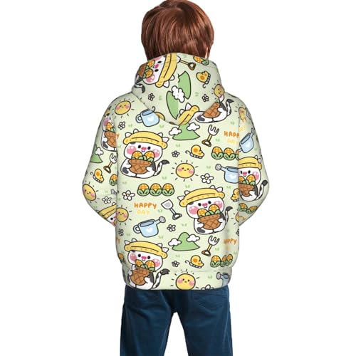 Cute Cow in Farm Concept Kid Hoodies Boys Sweatshirts Girls Pullover with Pocket4