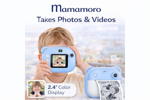 Image of Camera for Kids with Print | Kid Digital Camera for Photography & Videography with Color Display - Includes 2 Paper Rolls (Blue)