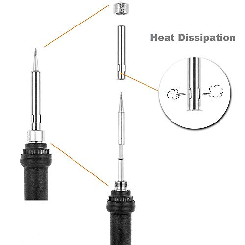 Vastar Soldering Iron Kit, Full Set 60W 110V Soldering Welding Iron Kit - Adjustable Temperature, 5pcs Different Tips, Desoldering Pump, Stand, Anti-Static Tweezers and Additional Solder Tube