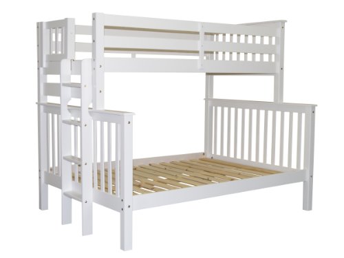Bedz King Bunk Beds Twin Over Full Mission Style With End Ladder, White #TOP5