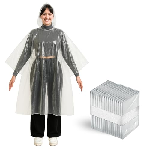 Ponchos de lluvia desechables con capucha para adultos Better Office Products de calibre grueso