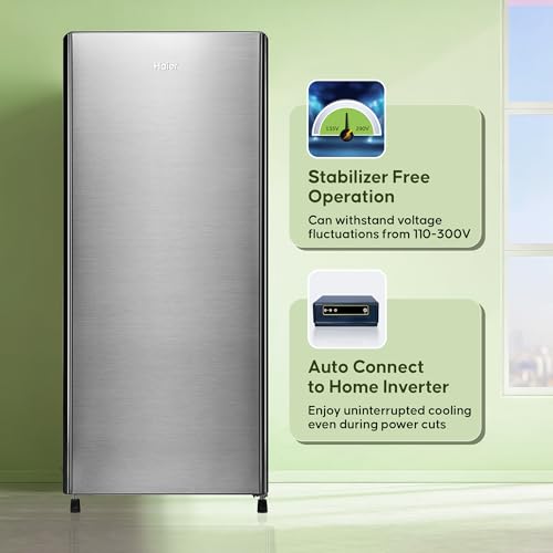 Image of Haier 190 L, 3-Star Direct-Cool Single Door Refrigerator with 1 Hour Icing Technology & Large Vegetable Box (2025 Model, HED-203TNS-N, Nickel Steel)