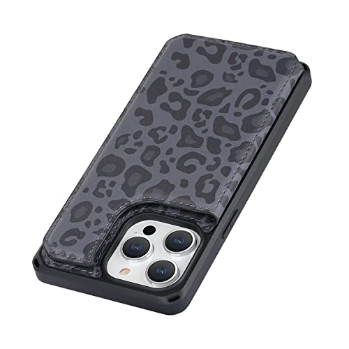 Image of Cavor for iPhone 14 Pro Case Wallet with Card Holder for Women,Stand and Strap,for iPhone 14 Pro Phone Case Full Body Shockproof Protective Case-Black