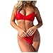 Produktbild TOPKEAL Damen Badeanzug Bademode mit Verstellbarem Schulterriemen Push Up Tankini Bikini Set Zweiteilige mit Triangel Bikinihose Strandkleidung Swimsuits (Rot, S)