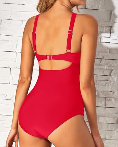 Tempt Me Women One Piece Swimsuits Front Cross Keyhole Tummy Control Backless Bathing Suit2
