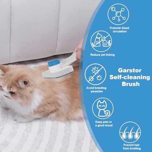 Image of Cat brush, Cat Brush for Long or Short Haired Cats, Remove Loose Fur and Mats, Rounded Pins Reduces Painful Pulling, Not for Tangle and Curly Fur, Azure