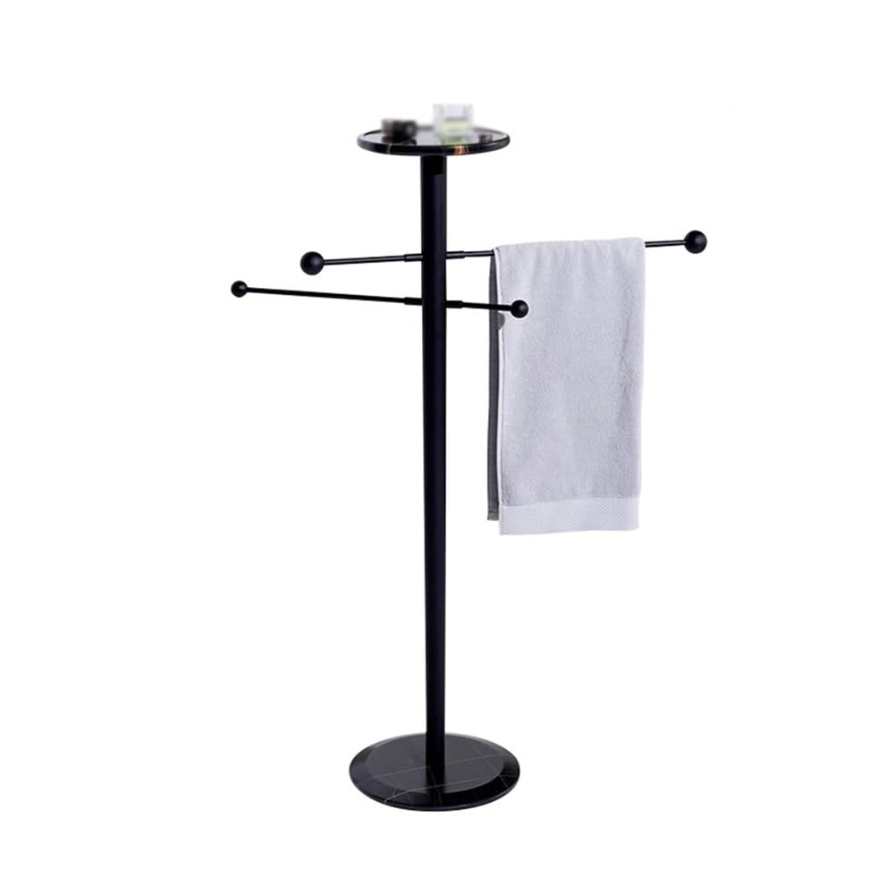towel rail Modern Bathroom Floor-standing Mobile Marble Towel Rack Bracket Light Luxury Simple Style(Black)