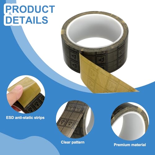Image of PATIKIL Antistatic Tape, 2.36 Mil Thick, 1-3 /4 Inch x 39 Yards Conductive Adhesive Grid ESD Tape for Circuit Board Laptop Mobile Phone Communication Electronics Parts, Black /Yellow