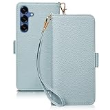 SZJAMIE Galaxy S25 ケース 手帳型 ギャラクシー S25 / SC-51F / SCG31 手帳型ケース おしゃれ 軽量 薄型 可愛い 人気 耐衝撃 上質な手触り カード収納 シンプル クリーン デザイン 財布型 全面保護 ブランド 横置き機能 ストラップ付き スマホケース (Galaxy S25 (SC-51F / SCG31) 対応, ブルー)