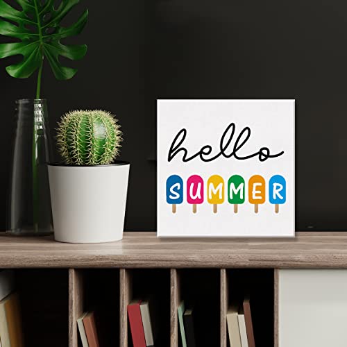 Farmhouse Summer Popsicles Sign Canvas Wall Art 8 X 8 Inch Hello Summer Rustic Canvas Print Painting Framed Plaque Home Decoration #TOP3